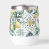 Monogramme de carreau bleu motif de citron de camp (Avant)
