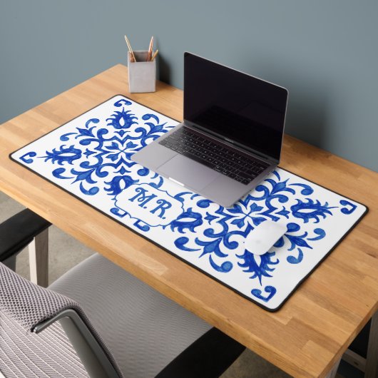 Monogramme de carreau bleu portugais (Bureau 2)