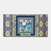 Monogramme de carreau floral de chinoiserie bleue (Recto)
