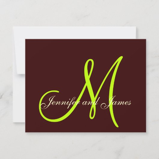 Monogramme de carte RSVP Brown Cream Green Wedding (Devant)