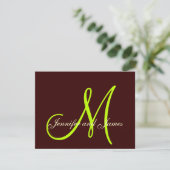 Monogramme de carte RSVP Brown Cream Green Wedding (Debout devant)