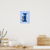 Monogramme de chat de Siamese Poster initial I (Cuisine)