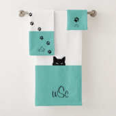 Monogramme de chat sournois Turquoise (En situation)