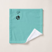 Monogramme de chat sournois Turquoise (Gant de toilette)