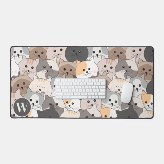 Monogramme de chats caricaturés mignons (Clavier et souris)