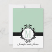 Monogramme de chic vert à la menthe| Carte de réce (Devant)