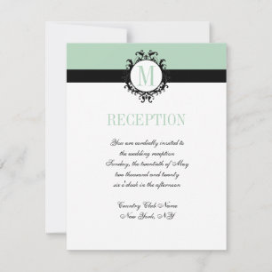 Monogramme de chic vert à la menthe Carte de réce