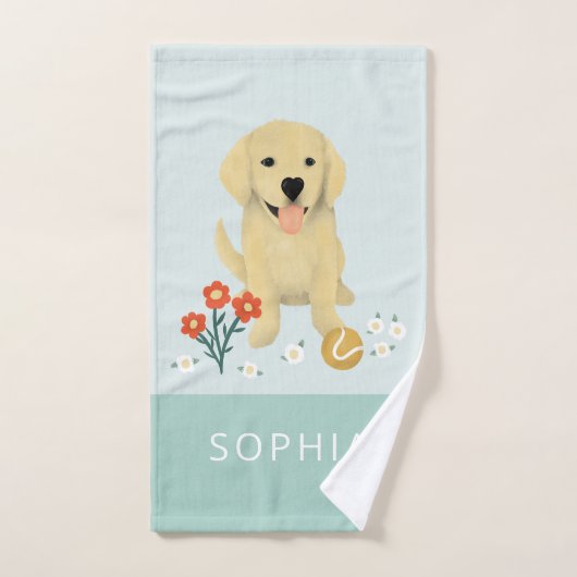Monogramme de chien bleu doré (Serviette à main)