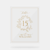 Monogramme de cime dorée Mariage Numéro de tableau (Recto)