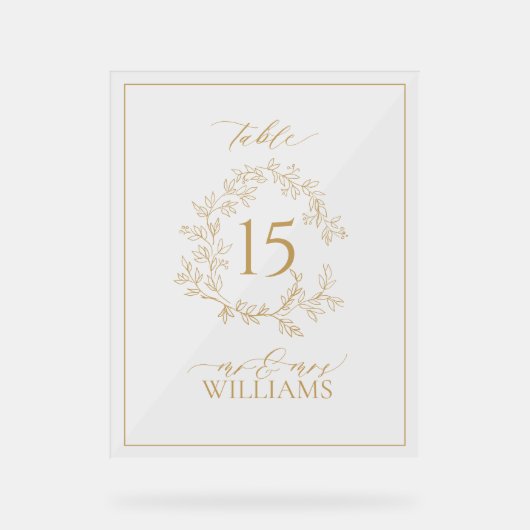 Monogramme de cime dorée Mariage Numéro de tableau (Recto)