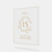 Monogramme de cime dorée Mariage Numéro de tableau (Angle)