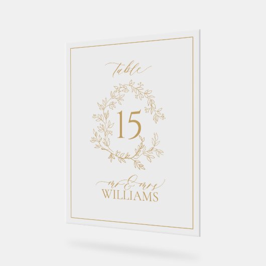 Monogramme de cime dorée Mariage Numéro de tableau (Angle)