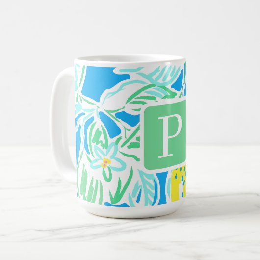 Monogramme de citron - Mug de café de préppie (Devant gauche)