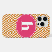 Monogramme de clé grecque orange et rose chaud (Verso Horizontal)