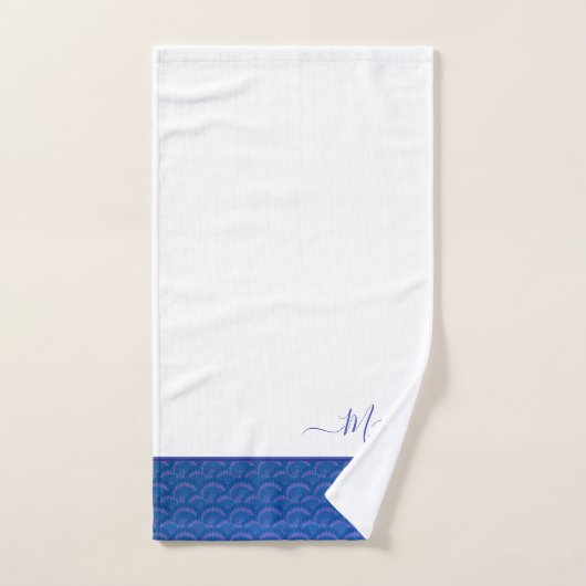 Monogramme de Coastère bleu blanc (Serviette à main)
