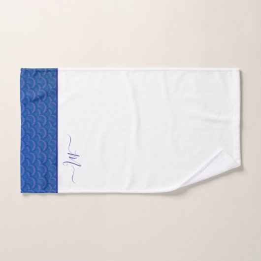 Monogramme de Coastère bleu blanc (Serviette à main)