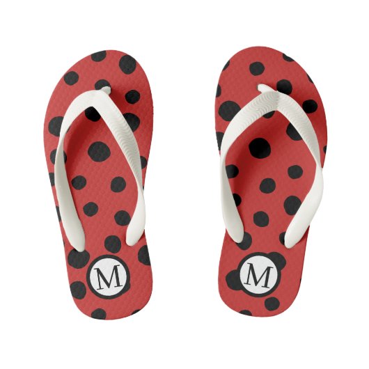 Monogramme de coccinelle ⎢ tongs pour enfants (Semelle)