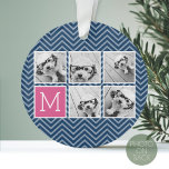 Monogramme de collection photo Navy & Hot Pink Ins<br><div class="desc">Background includes in optional chevron - Use five square photos to create a unique and personal Or you can keep the hipster puppy and make a trendy keepsake. If you need to adjust the pictures,  click on the customize tool to make changes.</div>