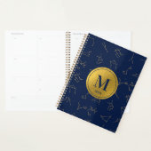Monogramme de constellations de Zodiac bleu or et  (Devant avec enveloppe)