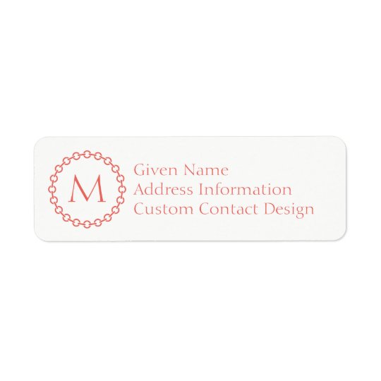 Monogramme de corail de cercle d'anneau de maillon étiquette d’adresse retour