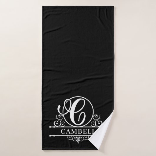 Monogramme de couleur C modifiable (Serviette de bain)