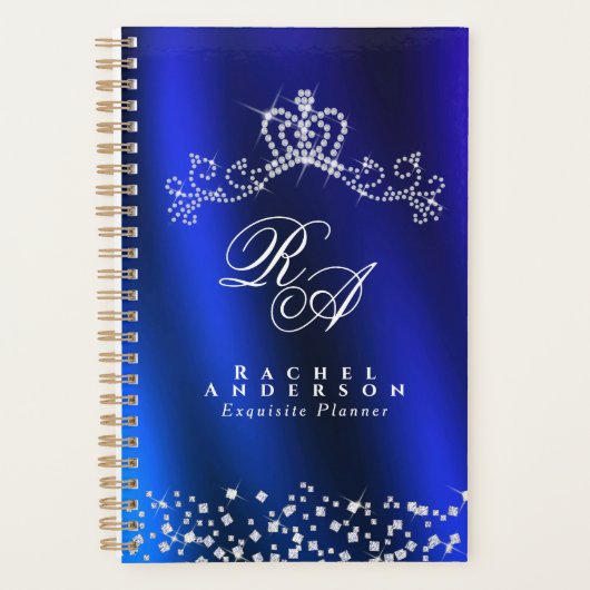 Monogramme de couronne brillant bleu (Devant)