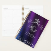 Monogramme de couronne brillant bleu pourpre (Devant avec enveloppe)