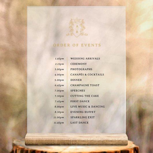 Monogramme de couronne d'or blanc ordre des événem