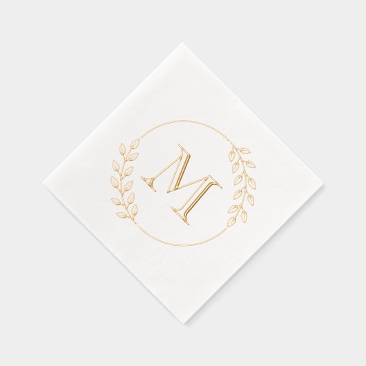 Monogramme de couronne Feuille ronde initial (Droite)