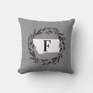 Monogramme de couronne rustique Montana Oreiller