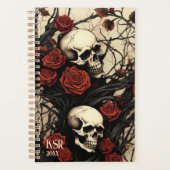 Monogramme de crâne gothique et de roses rouges (Devant)