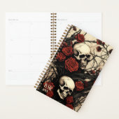 Monogramme de crâne gothique et de roses rouges (Devant avec enveloppe)