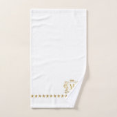 Monogramme de crête de couronne d'or blanc (Serviette à main)