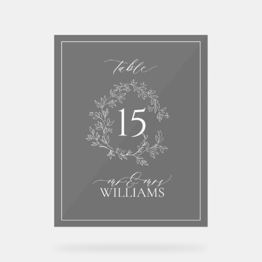 Monogramme de crête feuillue noire Numéro de table (Recto)