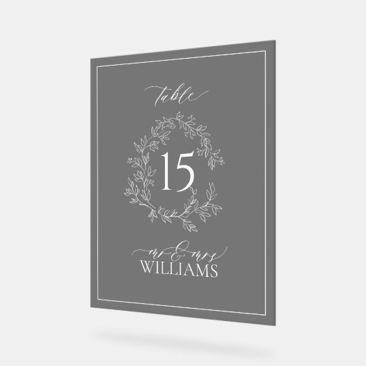 Monogramme de crête feuillue noire Numéro de table (Angle)