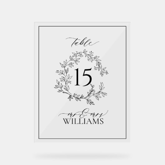 Monogramme de crête feuillue noire Numéro de table (Recto)