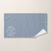 Monogramme de crête florale bleu foncé classique (Serviette à main)