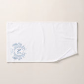 Monogramme de crête Florale Bleu Français Classiqu (Serviette à main)