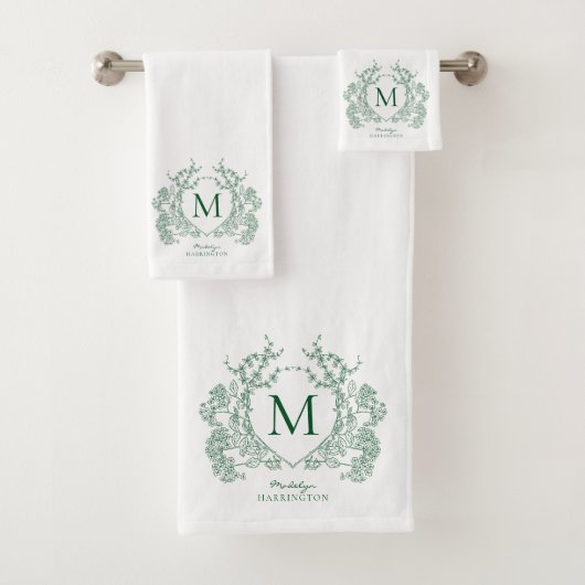 Monogramme de crête florale verte botanique classi (En situation)