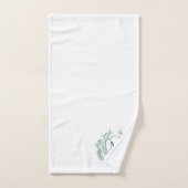 Monogramme de crête florale verte botanique classi (Serviette à main)