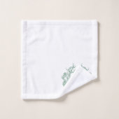 Monogramme de crête florale verte botanique classi (Gant de toilette)