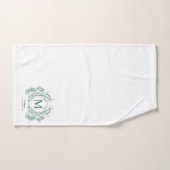 Monogramme de crête florale verte botanique classi (Serviette à main)