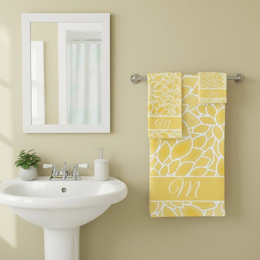 monogramme de dahlias jaune pastel