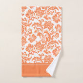 monogramme de damas vintages orange et blanc (Serviette à main)