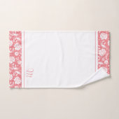 monogramme de damas vintages rose et blanc (Serviette à main)