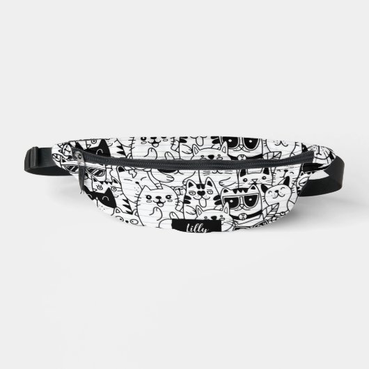 Monogramme de dessin de chat noir mignon (Recto)