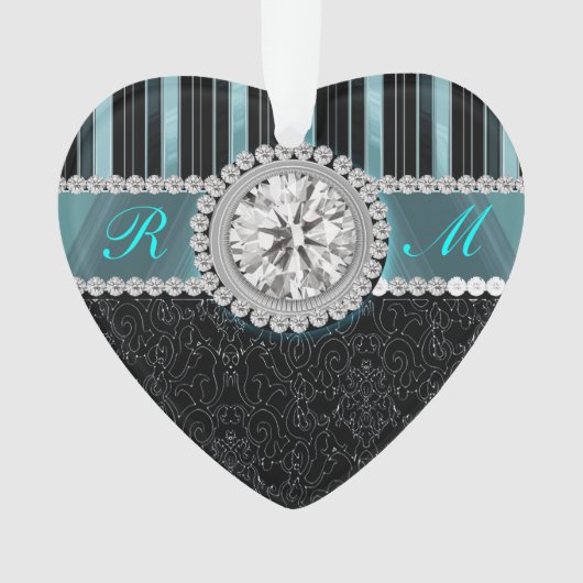 Monogramme de diamant de Teal, argenté et noir (devant)