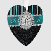 Monogramme de diamant de Teal, argenté et noir (devant)