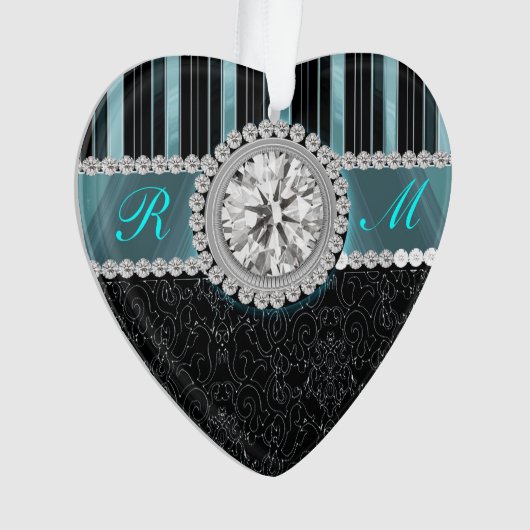 Monogramme de diamant de Teal, argenté et noir (devant)