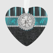 Monogramme de diamant de Teal, argenté et noir (dos)